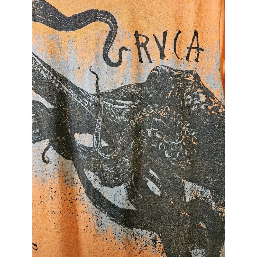 RVCA Men’s Orange Octopus Graphic Logo Crew Neck Short Sleeve T-Shirt size M - Picture 6 of 6